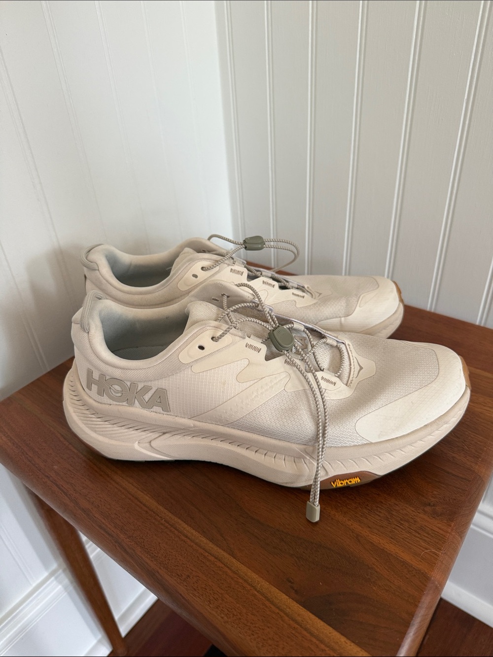Hoka Women's Athletic Sneakers in Light Cream with Lace-Lock - Picture 2 of 5
